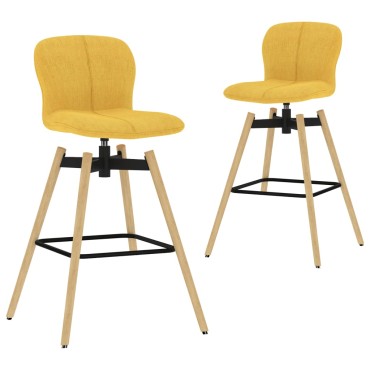 vidaXL Καρέκλες Μπαρ Περιστρεφόμενες 2 τεμ. Κίτρινες Υφασμάτινες 41x50x98cm