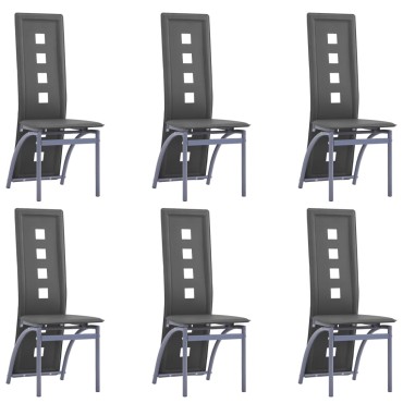 vidaXL Καρέκλες Τραπεζαρίας 6 τεμ. Γκρι από Συνθετικό Δέρμα 43x55,5x108cm