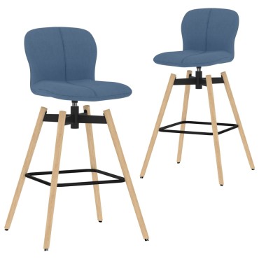 vidaXL Καρέκλες Μπαρ Περιστρεφόμενες 2 τεμ. Μπλε Υφασμάτινες 41x50x98cm