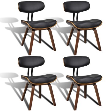 vidaXL Καρέκλες Τραπεζαρίας 4 τεμ. από Λυγισμένο Ξύλο/Συνθετικό Δέρμα 51,5x54x78cm