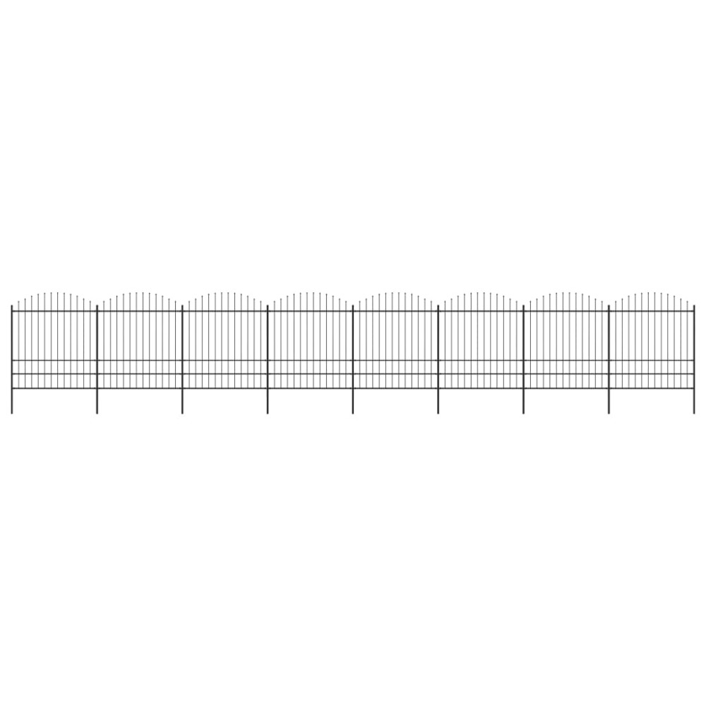 vidaXL Κάγκελα Περίφραξης με Λόγχες Μαύρα (1,75-2) x 13,6 μ. Ατσάλινα