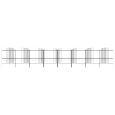 vidaXL Κάγκελα Περίφραξης με Λόγχες Μαύρα (1,75-2) x 13,6 μ. Ατσάλινα