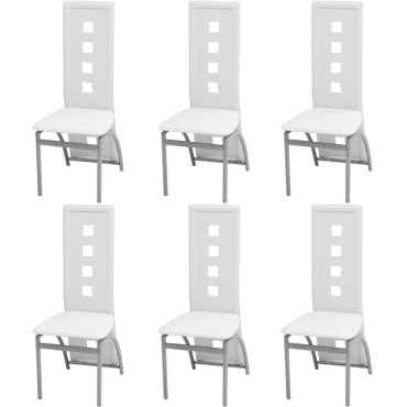 vidaXL Καρέκλες Τραπεζαρίας 6 τεμ. Λευκές από Συνθετικό Δέρμα 43x55,5x108cm