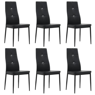 vidaXL Καρέκλες Τραπεζαρίας 6 τεμ. Μαύρες από Συνθετικό Δέρμα 43x43,5x96cm