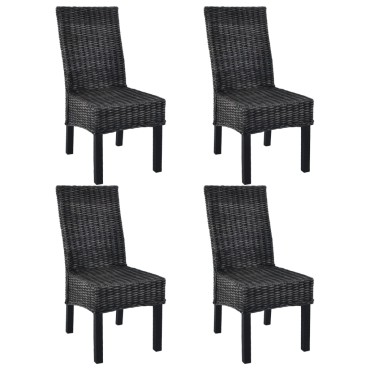vidaXL Καρέκλες Τραπεζαρίας 4 τεμ. Μαύρες Ρατάν Kubu και Ξύλο Μάνγκο 46x61x93cm