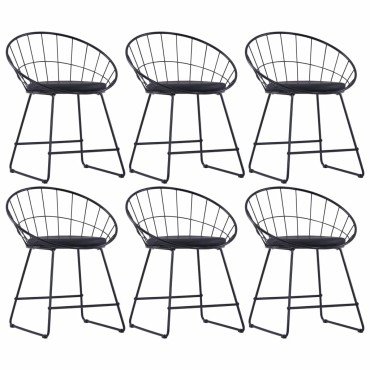 vidaXL Καρέκλες Τραπεζαρίας 6 τεμ. Μαύρες Ατσάλι/Καθίσματα Δερματίνης 58x51x72,5cm