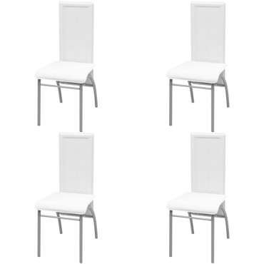 vidaXL Καρέκλες Τραπεζαρίας 4 τεμ. Λευκές από Συνθετικό Δέρμα 44x54x95cm
