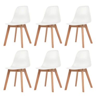 vidaXL Καρέκλες Τραπεζαρίας 6 τεμ. Λευκές Πλαστικές 41x45x79cm