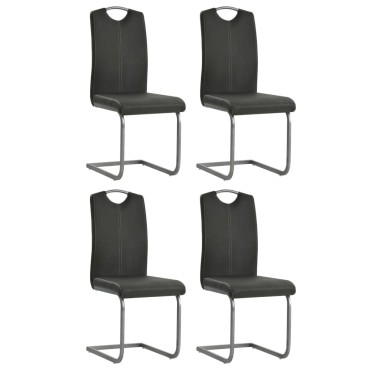 vidaXL Καρέκλες Τραπεζαρίας «Πρόβολος» 4 τεμ. Γκρι από Συνθετικό Δέρμα 43x55x100cm