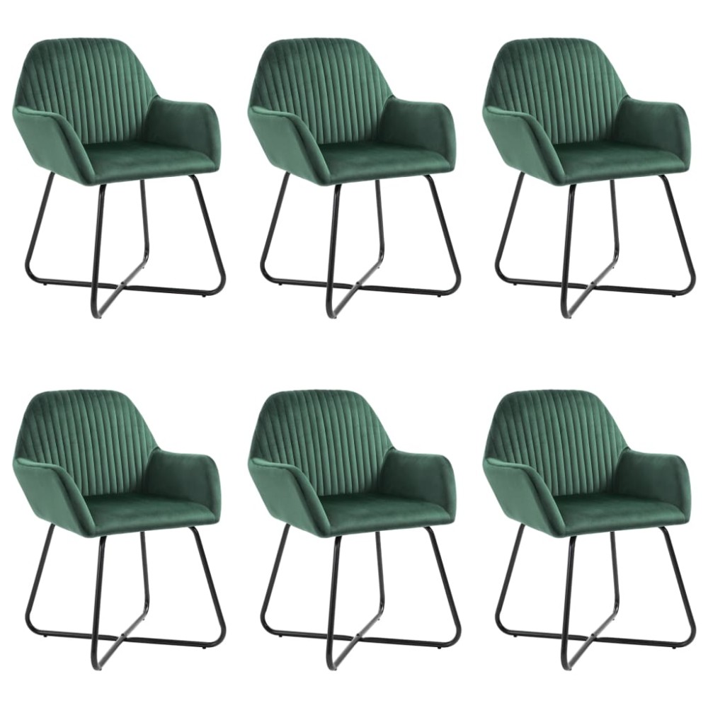 vidaXL Καρέκλες Τραπεζαρίας 6 τεμ. Πράσινες Βελούδινες 61x61x84cm
