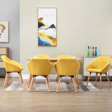 vidaXL Καρέκλες Τραπεζαρίας 6 τεμ. Κίτρινες Υφασμάτινες 62x54x83,5cm
