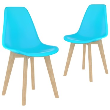 vidaXL Καρέκλες Τραπεζαρίας 2 τεμ. Μπλε Πλαστικές 46x53,5x82cm
