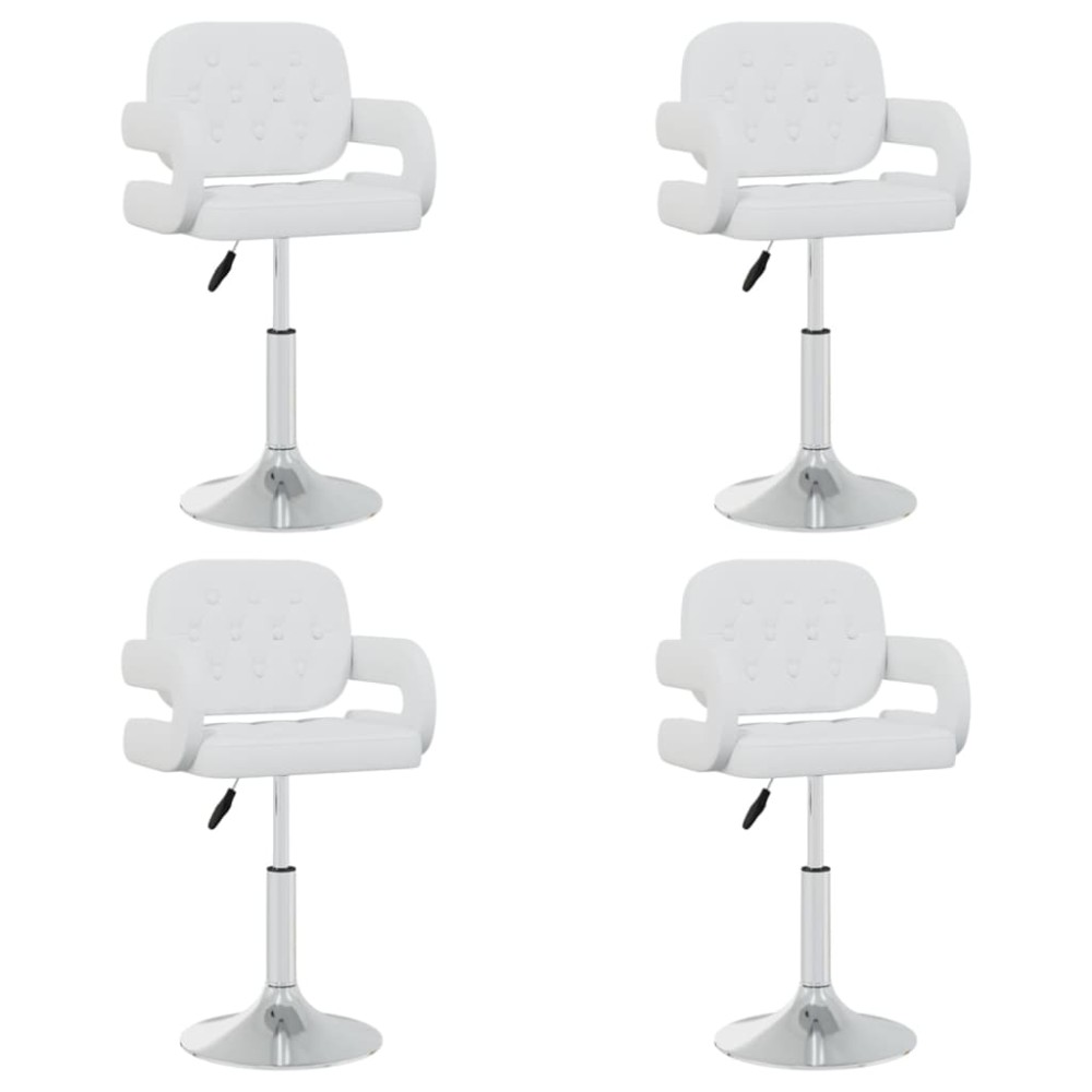 vidaXL Καρέκλες Τραπεζαρίας Περιστρεφόμενες 4 τεμ. Λευκές Δερματίνη 58x50x(73-88)cm