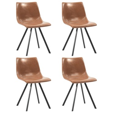 vidaXL Καρέκλες Τραπεζαρίας 4 τεμ. Χρώμα Κονιάκ από Συνθετικό Δέρμα 46x58x81cm