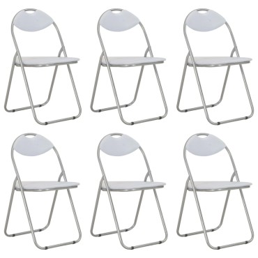 vidaXL Καρέκλες Τραπεζαρίας Πτυσσόμενες 6 τεμ. Λευκές Συνθετικό Δέρμα 44x43x80,5cm