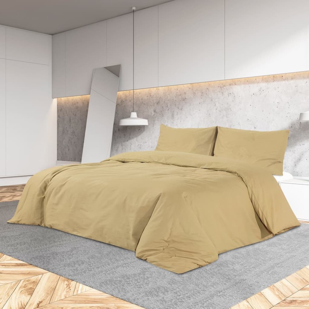 Σετ Παπλωματοθήκη vidaXL Taupe 135x200 cm Βαμβακερό