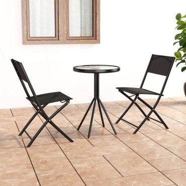 vidaXL Σετ Επίπλων Bistro 3 τεμ. Μαύρο από Ατσάλι 50x70cm