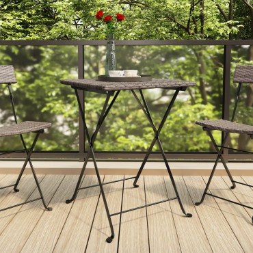 vidaXL Τραπέζι Bistro Πτυσσόμενο Γκρι 55x54x71cm από Συνθετικό Ρατάν 1 τεμ.