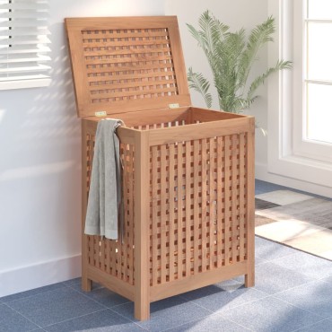 vidaXL Καλάθι Άπλυτων 50x35x60 εκ. από Μασίφ Ξύλο Teak