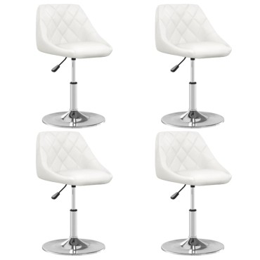 vidaXL Καρέκλες Τραπεζαρίας 4 τεμ. Λευκές από Συνθετικό Δέρμα 44x46x(62,5-77,5)cm