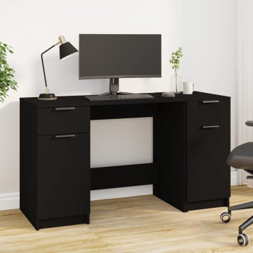 vidaXL Γραφείο με Ντουλάπι Μαύρο από Επεξεργασμένο Ξύλο 100x50x75cm 1 τεμ.