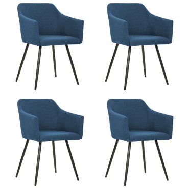 vidaXL Καρέκλες Τραπεζαρίας 4 τεμ. Μπλε Υφασμάτινες 54x62x80cm