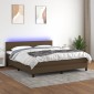 vidaXL Κρεβάτι Boxspring με Στρώμα & LED Σκ.Καφέ 160x200cm Υφασμάτινο 1 τεμ. - Διπλό