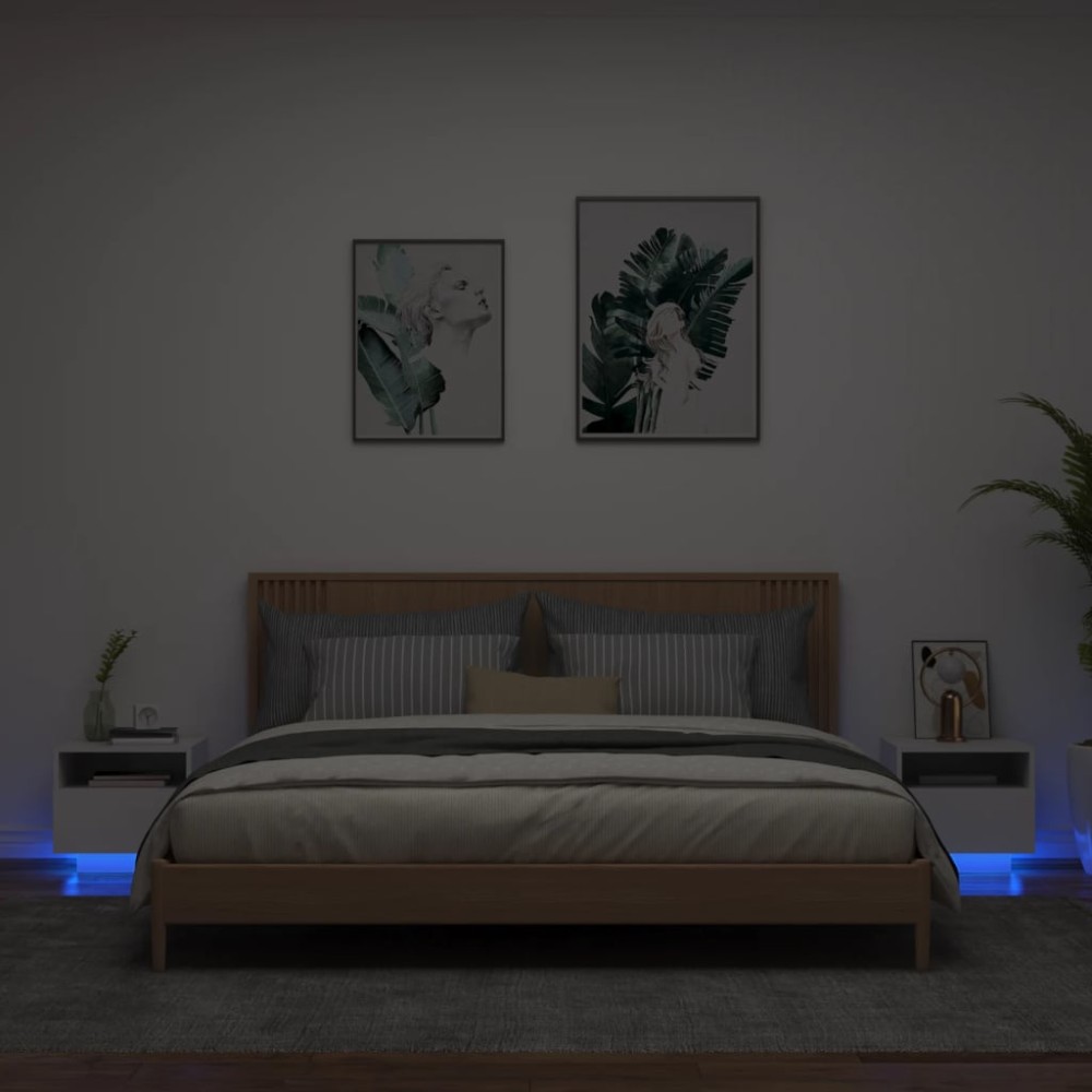 vidaXL Κομοδίνο με Φώτα LED Λευκό 40x39x37cm 1 τεμ.