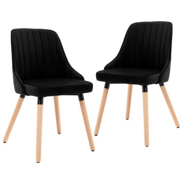 323058 vidaXL Dining Chairs 2 τεμ. Black Velvet 50x55x88cm