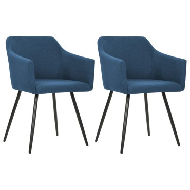vidaXL Καρέκλες Τραπεζαρίας 2 τεμ. Μπλε Υφασμάτινες 54x62x80cm
