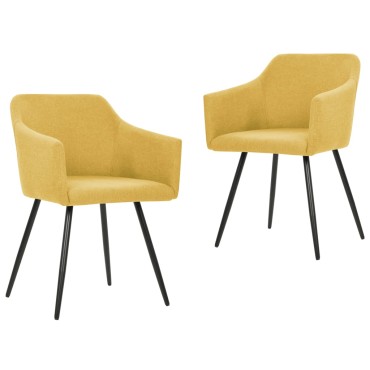 vidaXL Καρέκλες Τραπεζαρίας 2 τεμ. Κίτρινες Υφασμάτινες 54x62x80cm