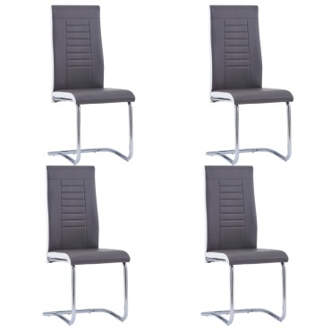 vidaXL Καρέκλες Τραπεζαρίας «Πρόβολος» 4 τεμ. Γκρι από Συνθετικό Δέρμα 42x52,5x100cm