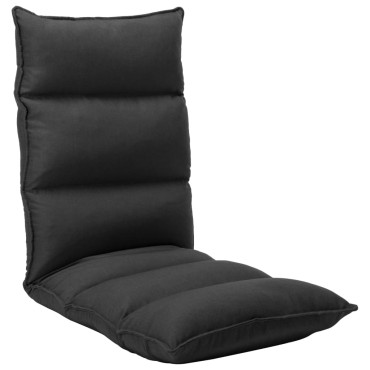 vidaXL Καρέκλα Δαπέδου Πτυσσόμενη Μαύρη Υφασμάτινη 135x50x13cm 1 τεμ.
