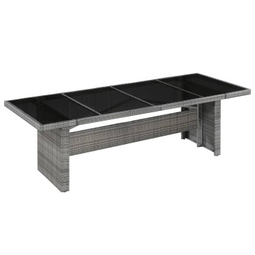 vidaXL Τραπέζι Κήπου 240x90x74cm από Συνθετικό Ρατάν / Γυαλί 1 τεμ.