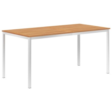 vidaXL Τραπεζαρία Κήπου 160x80x75cm Μασίφ Ξύλο Teak/Ανοξείδωτο Ατσάλι 1 τεμ.