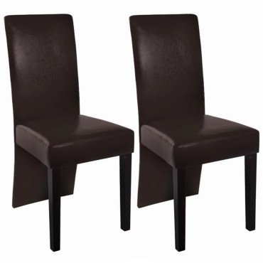 vidaXL Καρέκλες Τραπεζαρίας 2 τεμ. Σκούρο Καφέ από Συνθετικό Δέρμα 43x53x93cm