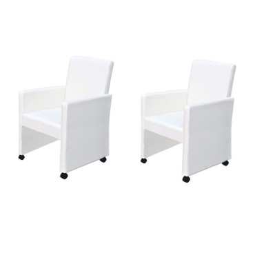 vidaXL Καρέκλες Τραπεζαρίας 2 τεμ. Λευκές από Συνθετικό Δέρμα 58,5x65x88cm