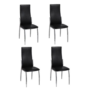 vidaXL Καρέκλες Τραπεζαρίας 4 τεμ. Μαύρες από Συνθετικό Δέρμα 54x43x100cm