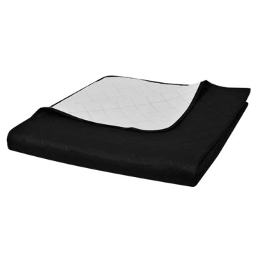 130888 Double-sided Quilted Bedspread Black/White 230 x 260 cm