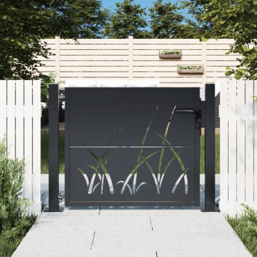 vidaXL Πύλη Κήπου με Σχέδιο Γρασίδι Ανθρακί 105 x 105 εκ. Ατσάλινη