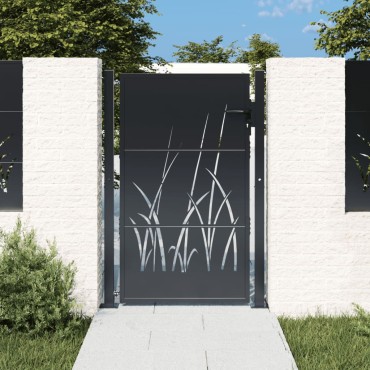 vidaXL Πύλη Κήπου με Σχέδιο Γρασίδι Ανθρακί 105 x 130 εκ. Ατσάλινη