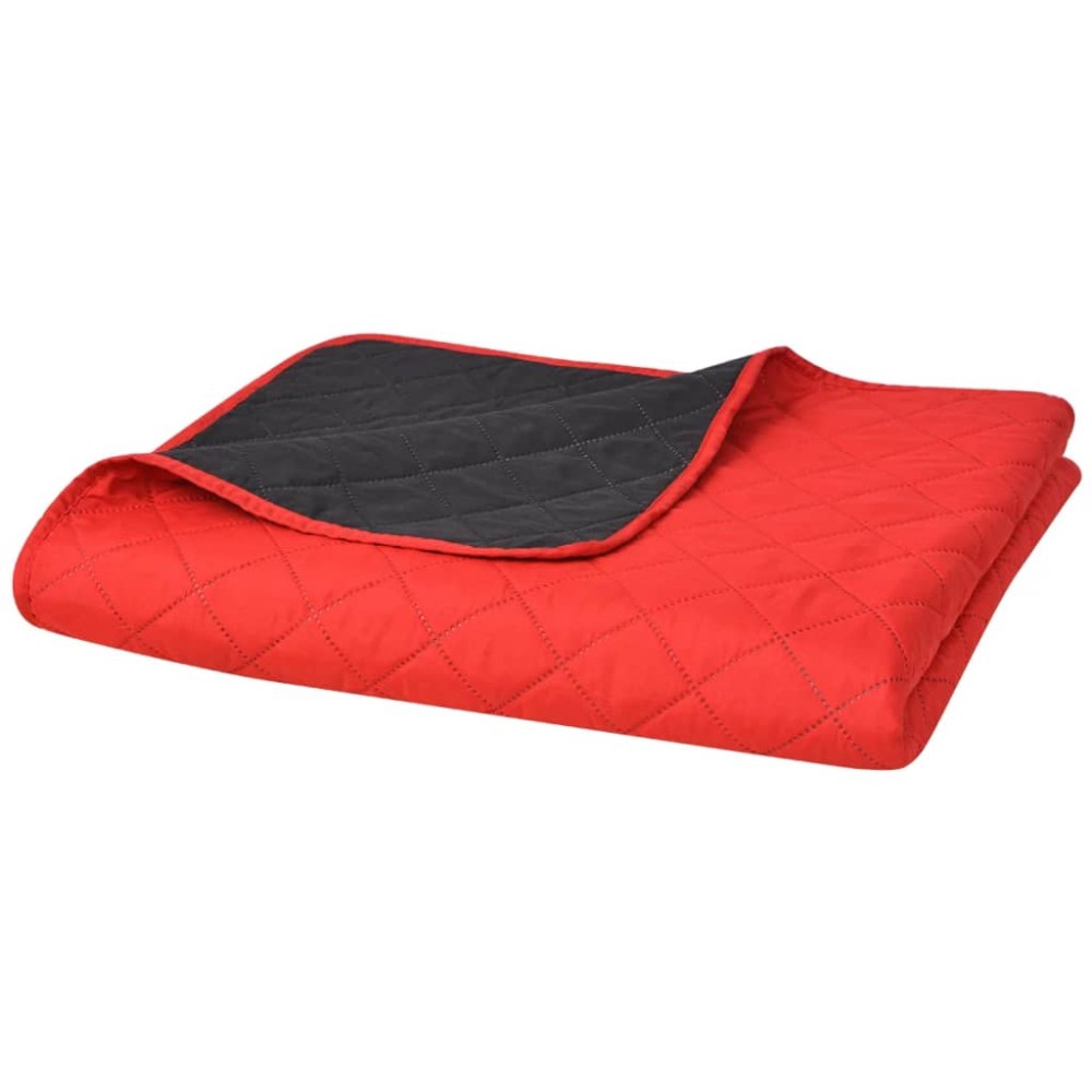 131552 vidaXL Double-sided Quilted Bedspread Red and Black 170x210 cm