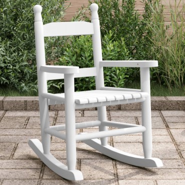 vidaXL Καρέκλα Κουνιστή για Παιδιά Λευκό Μασίφ Ξύλο Λεύκας 36x46,5x57cm 1 τεμ.