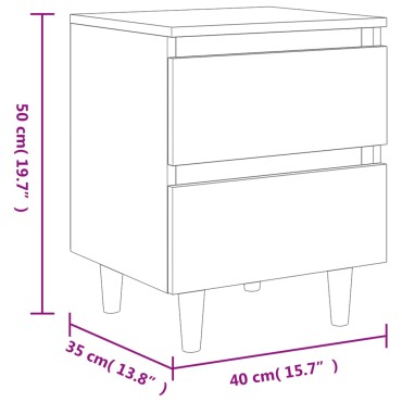 vidaXL Κομοδίνο Sonoma Δρυς 40x35x50cm με Πόδια από Μασίφ Ξύλο Πεύκου 1 τεμ.