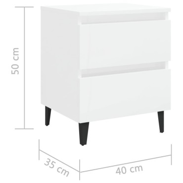 vidaXL Κομοδίνα 2 τεμ. Γυαλιστερό Λευκό 40x35x50cm από Επεξ. Ξύλο