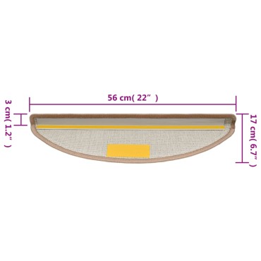 vidaXL Πατάκια Σκάλας 15 τεμ. Ανοιχτό Καφέ 56 x 17 x 3 εκ.