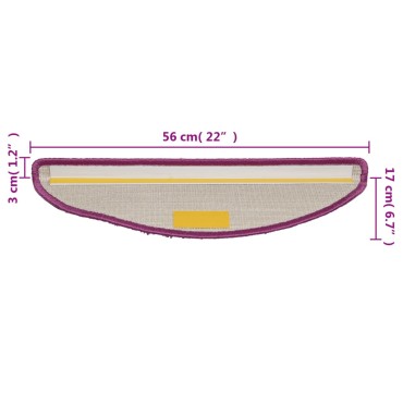 vidaXL Πατάκια Σκάλας Μοκέτα 15 τεμ. Βιολετί 56 x 17 x 3 εκ.