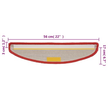 vidaXL Πατάκια Σκάλας Μοκέτα 15 τεμ. Κόκκινα 56 x 17 x 3 εκ.