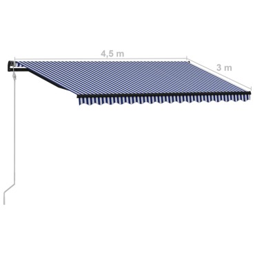 vidaXL Τέντα Συρόμενη Αυτόματη Μπλε / Λευκό 450 x 300 εκ.