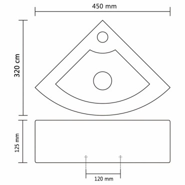 vidaXL Νιπτήρας με Οπή Υπερχείλισης Μαύρος 45 x 32 x 12,5 εκ.